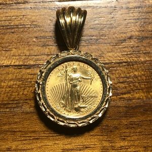 2000 1/10 oz Gold Eagle Coin Bezel Pendant